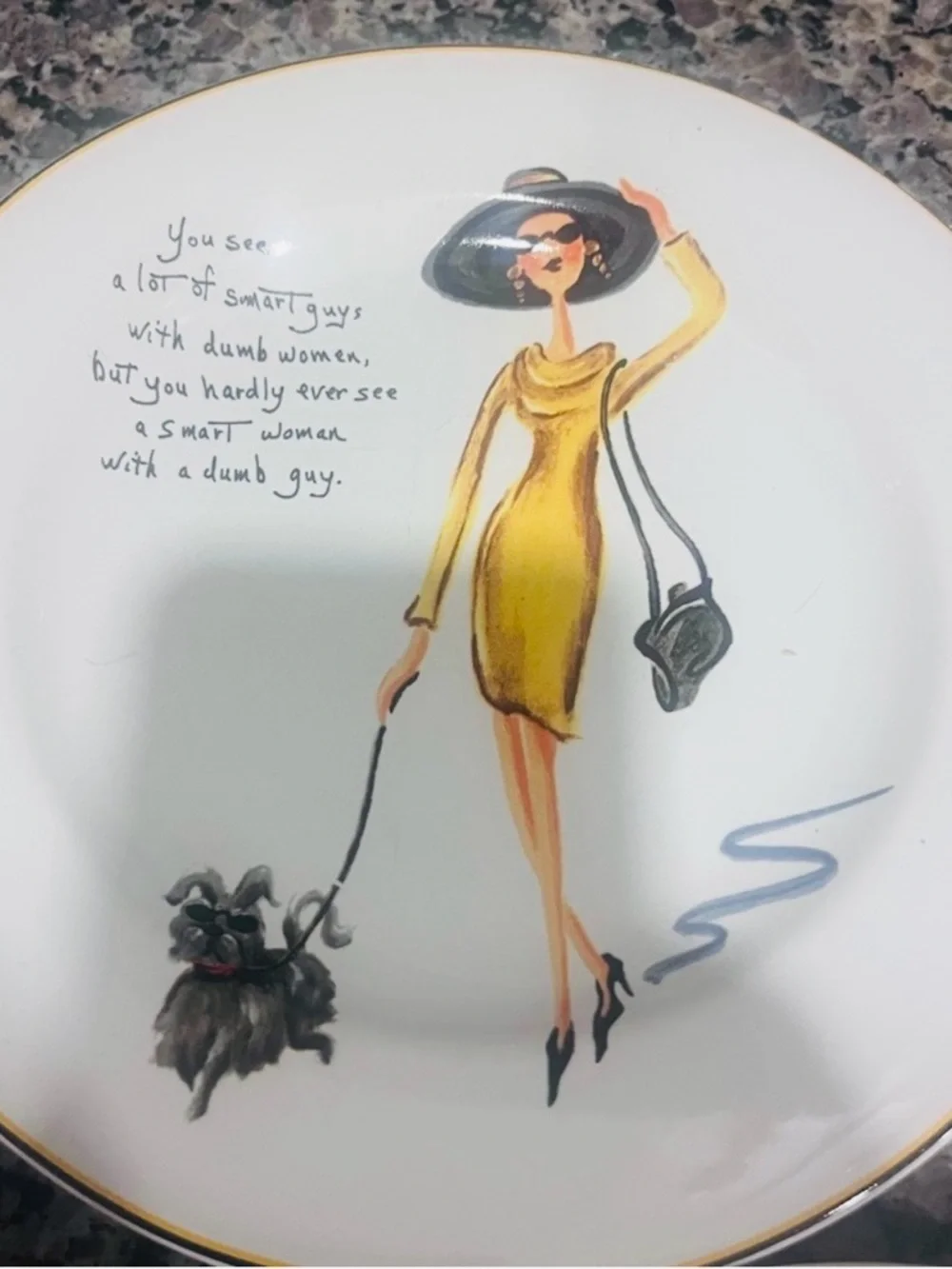 Sakura Glamour Girls Fashion Illustration Gold-Trim Appetizer Plates (Set of 4)